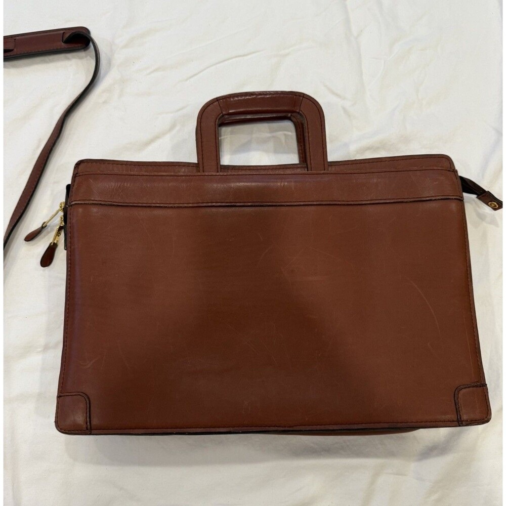 Samsonite Brown Leather Messenger Bag Laptop w/ Shoulder Strap 19” X 13”